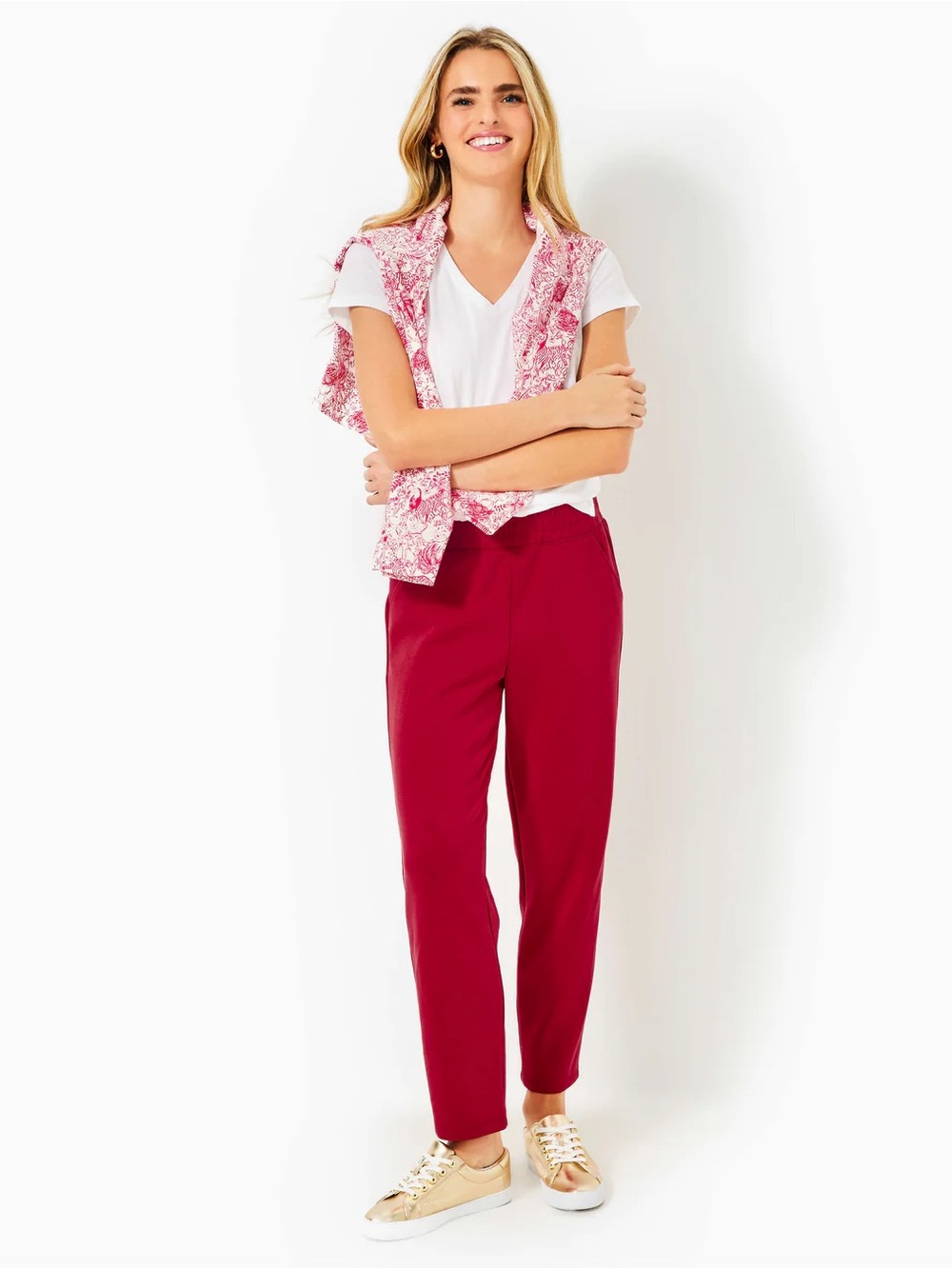 Lilly Pulitzer 27" Riley Pant - Malbec Red Size XL